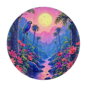 Jungle Moon Blue Parrot Paradise Cutting Board