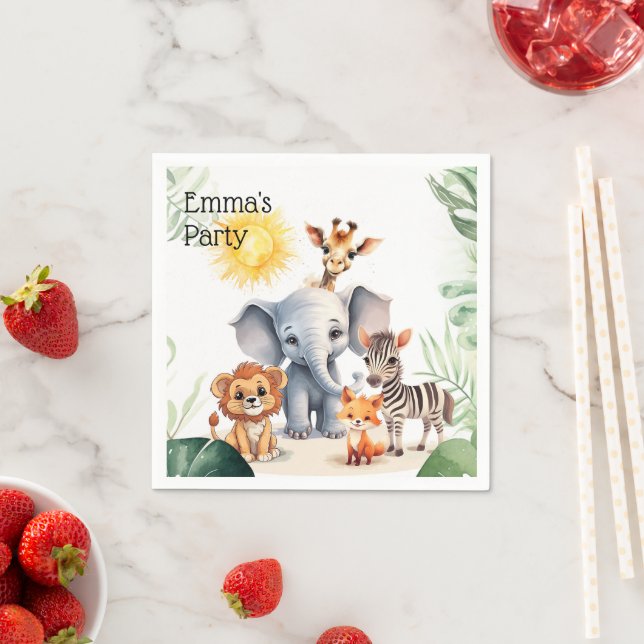 Jungle Nursery baby kids party safari cute animals Napkin (Insitu)