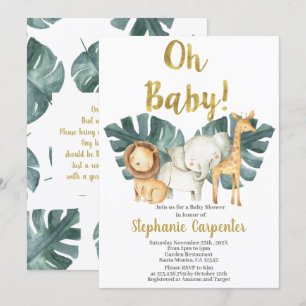 Jungle Oh Baby Safari Baby Shower Boy Invitation