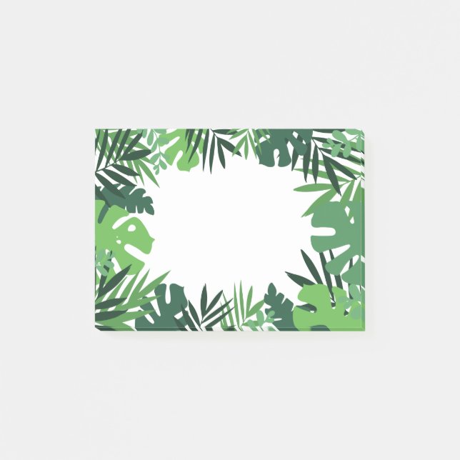 Jungle palm leaves wild green floral post-it notes (Front)