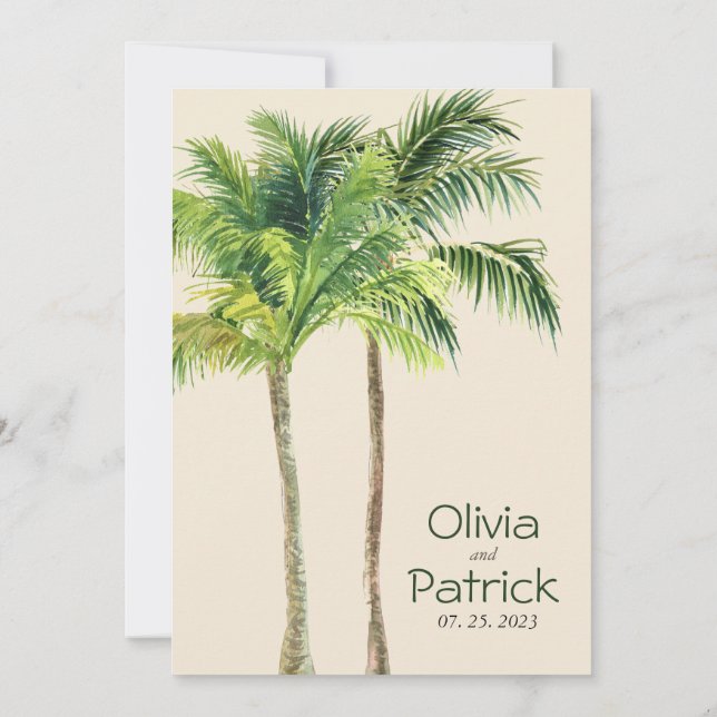Jungle palm watercolor tropical invitation (Back)