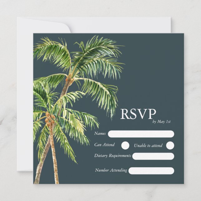 Jungle palm watercolor tropical invitation (Front)