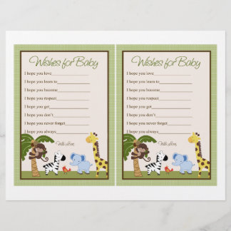 Jungle Pals/Safari "Wishes for Baby" sheet