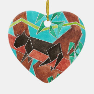 Jungle Panther Original Abstract Art Ceramic Tree Decoration