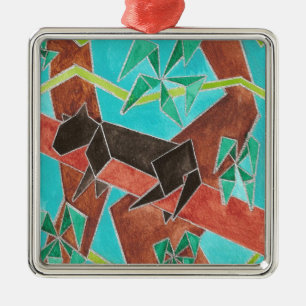 Jungle Panther Original Abstract Art Metal Tree Decoration