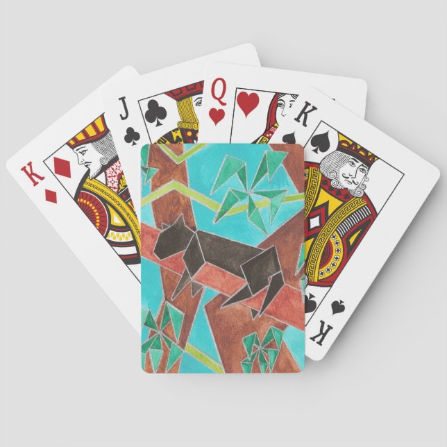 Jungle Panther Original Abstract Art Playing Cards (Back)