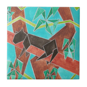 Jungle Panther Original Abstract Art Tile