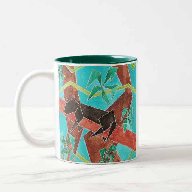 Jungle Panther Original Abstract Art Two-Tone Coffee Mug (Left)