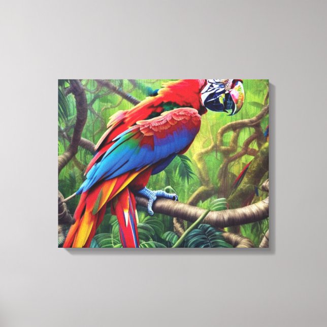 Jungle Parrot Canvas Print (Front)
