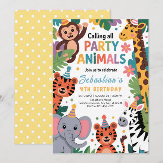 Jungle Party Animals Birthday Invitation