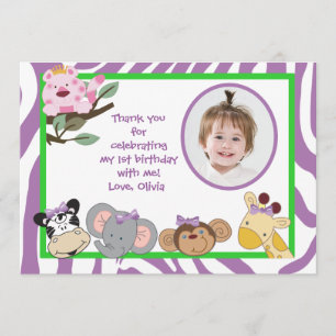 Jungle Party Animals Flat thank you note Card