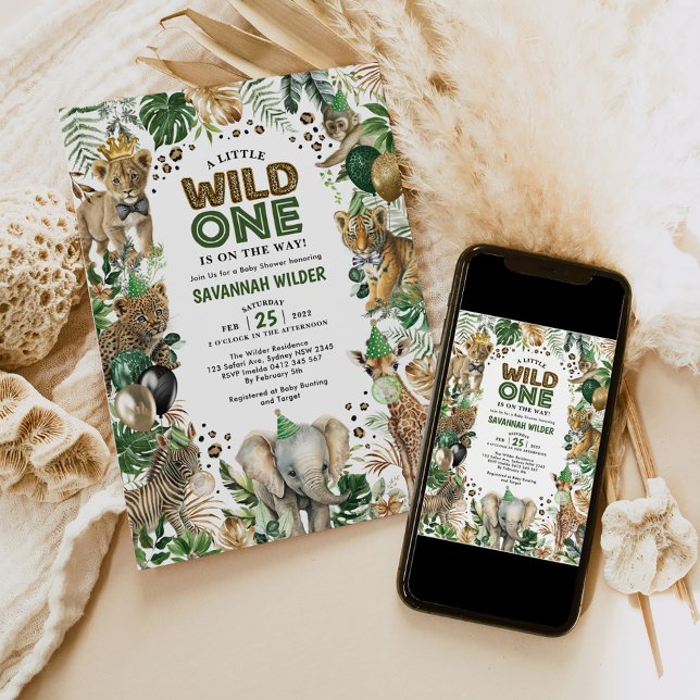 Jungle Party Animals Wild Safari Baby Shower Invitation (Creator Uploaded)