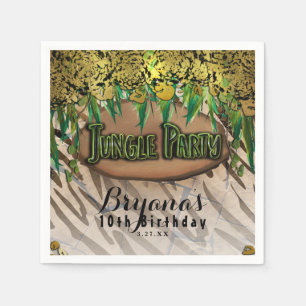JUNGLE PARTY Gold Glam Animal Print Birthday Napkin