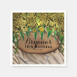 JUNGLE PARTY Gold Glam Animal Print Birthday Napkin