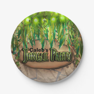 JUNGLE PARTY Leaves & Animal Print Custom Birthday Paper Plate