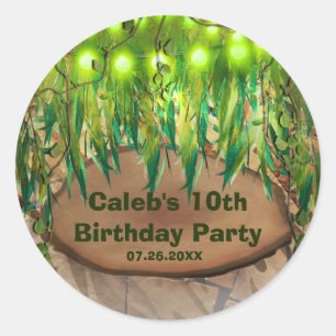 JUNGLE PARTY Leaves & Animal Print Party Favour Classic Round Sticker