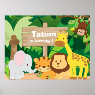 Jungle Party personalised backdrop poster