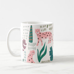 Jungle pattern, leopard print, vintage. coffee mug