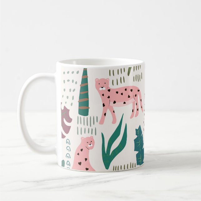 Jungle pattern, leopard print, vintage. coffee mug (Left)