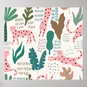 Jungle pattern, leopard print, vintage. poster