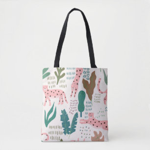 Jungle pattern, leopard print, vintage. tote bag