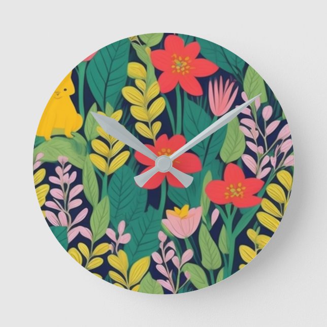 Jungle pattern round clock (Front)