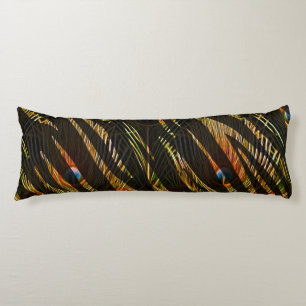 Jungle Pattern Zebra Stripes and Peacock Feathers Body Cushion