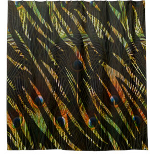 Jungle Pattern Zebra Stripes and Peacock Feathers Shower Curtain