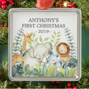 Jungle Photo Boys Baby's First Christmas Ornament