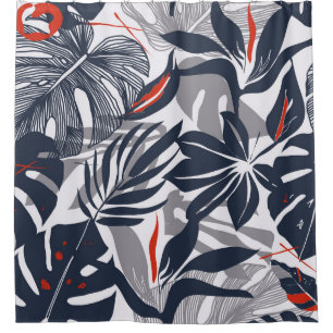 Jungle Plants: Floral Organic Seamless Shower Curtain