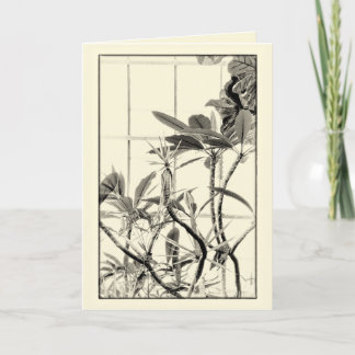 Jungle Plants Folded Note Card Sepia