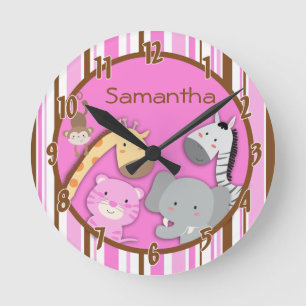 Jungle Play Safari Zoo Animal Personalized Clock