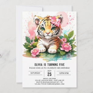 Jungle Princess Tiger Cub Birthday Invitation