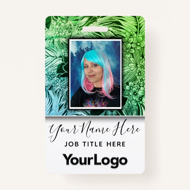 Jungle Professional Corporate Employee Photo Name ID Badge (Front)