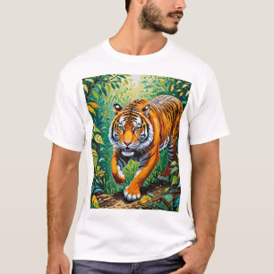 Jungle Prowler - Tiger in Gond Art T-Shirt
