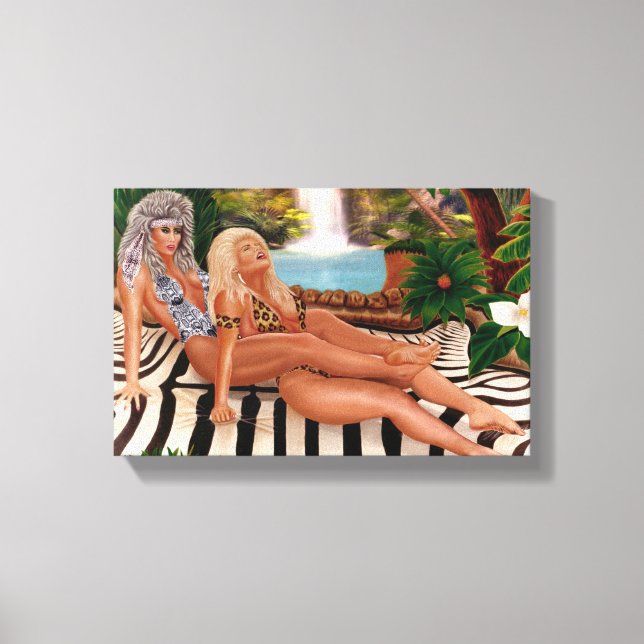 JUNGLE QUEENS CATFIGHT CANVAS PRINT (Front)