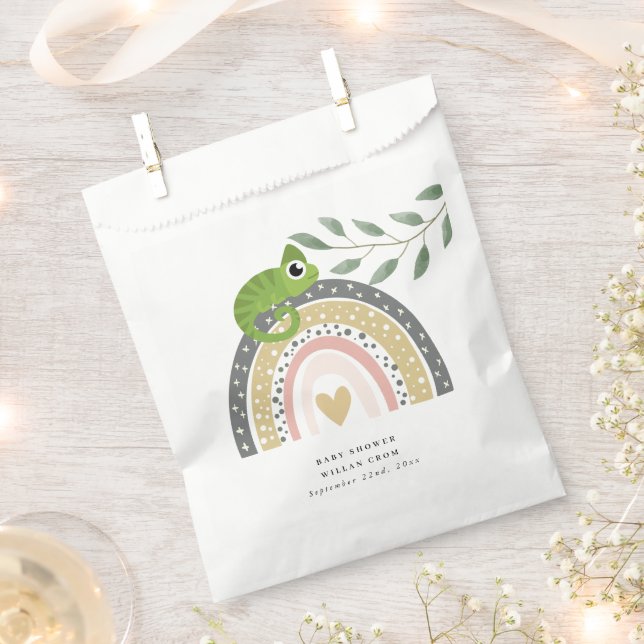 Jungle, Rainbow And Chameleon Baby Shower Favour Bags (Clipped)