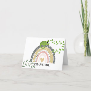 Jungle, Rainbow And Chameleon Baby Shower Thank You Card