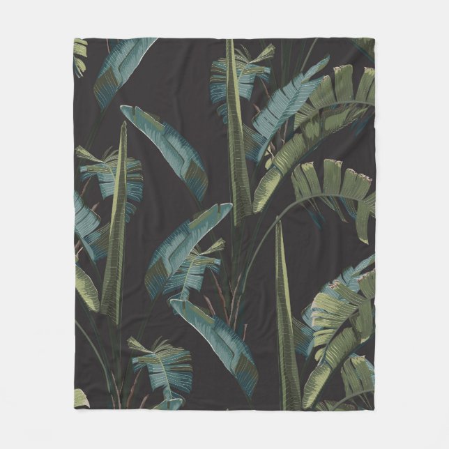 Jungle rainforest. Exotic plant, bananas. Fleece Blanket (Front)