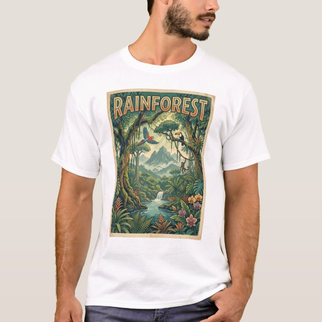 jungle rainforest retro style T-Shirt (Front)