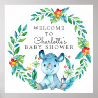 Jungle Rhino Baby Shower Welcome