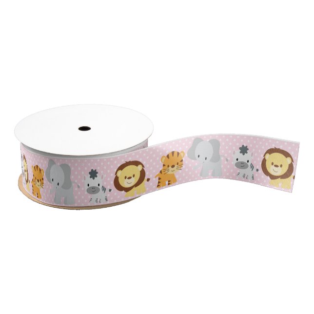 Jungle Ribbon pink Grosgrain Ribbon (Spool)