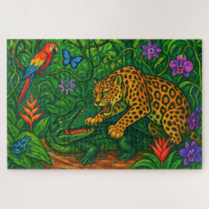 “Jungle Rivals” - Colourful Wildlife Portrait Jigsaw Puzzle