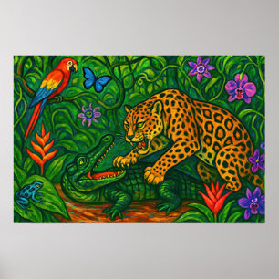 “Jungle Rivals” -  Colourful Wildlife Portrait Poster