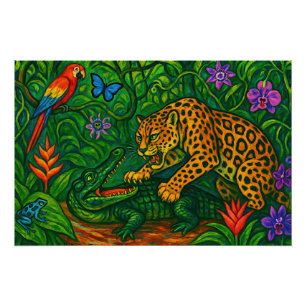 “Jungle Rivals” - Colourful Wildlife Portrait Poster