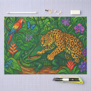 “Jungle Rivals” -  Colourful Wildlife Portrait Tissue Paper