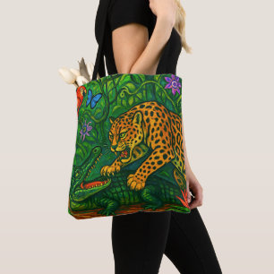 “Jungle Rivals” -  Colourful Wildlife Portrait Tote Bag