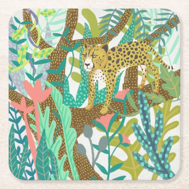 Jungle Roar - Cheetah Square Paper Coaster (Front)