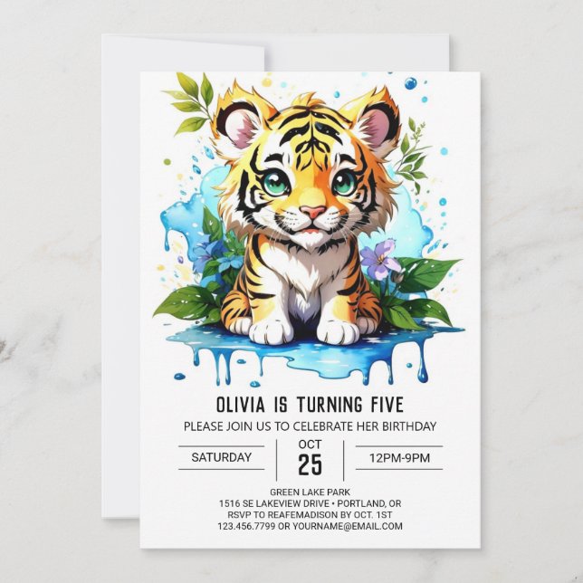 Jungle Rumble Tiger Boy Birthday Invitation (Front)