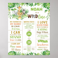 Jungle Safari 1st Birthday Milestone Birth Stats 